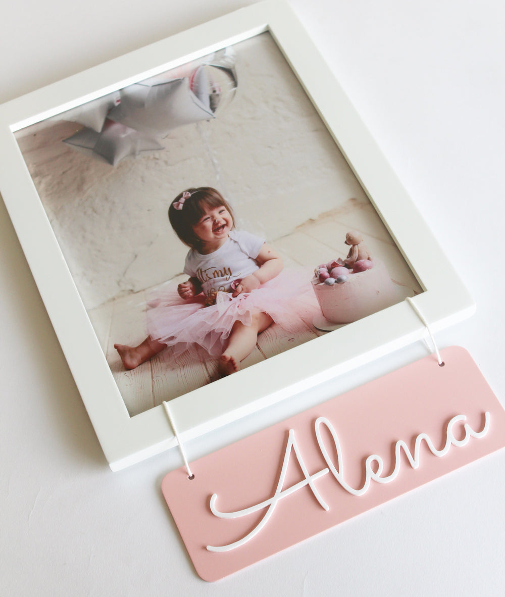 Personalised Name Frame, Pink (Photo Optional)