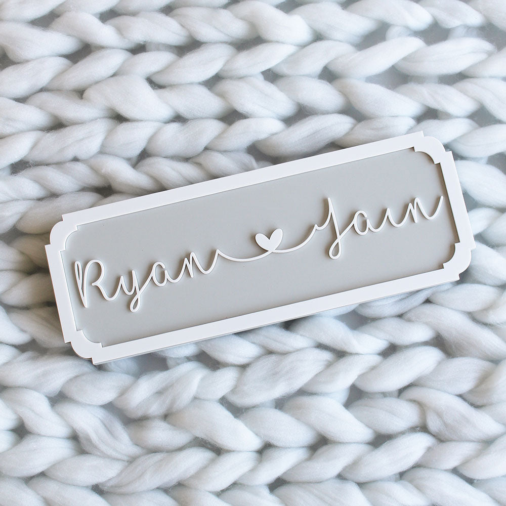 Name Plaque - Cursive, Grey