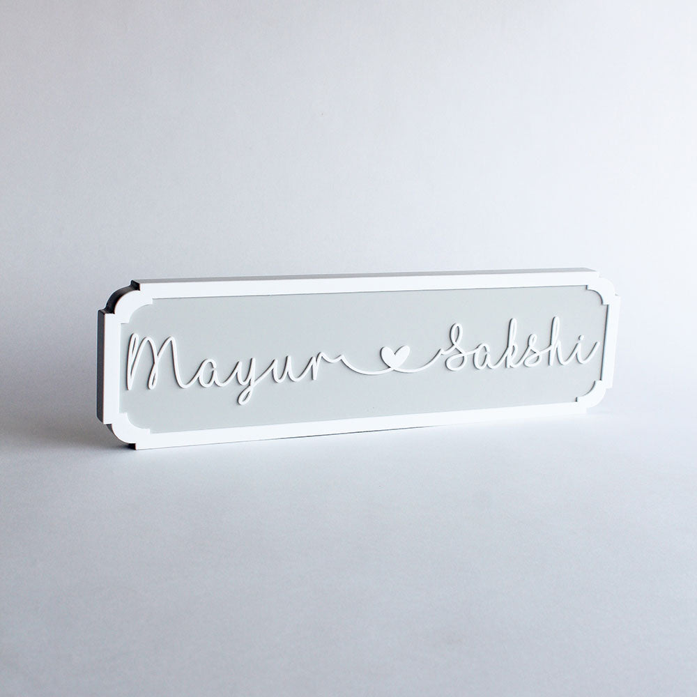 Name Plaque - Cursive, Grey