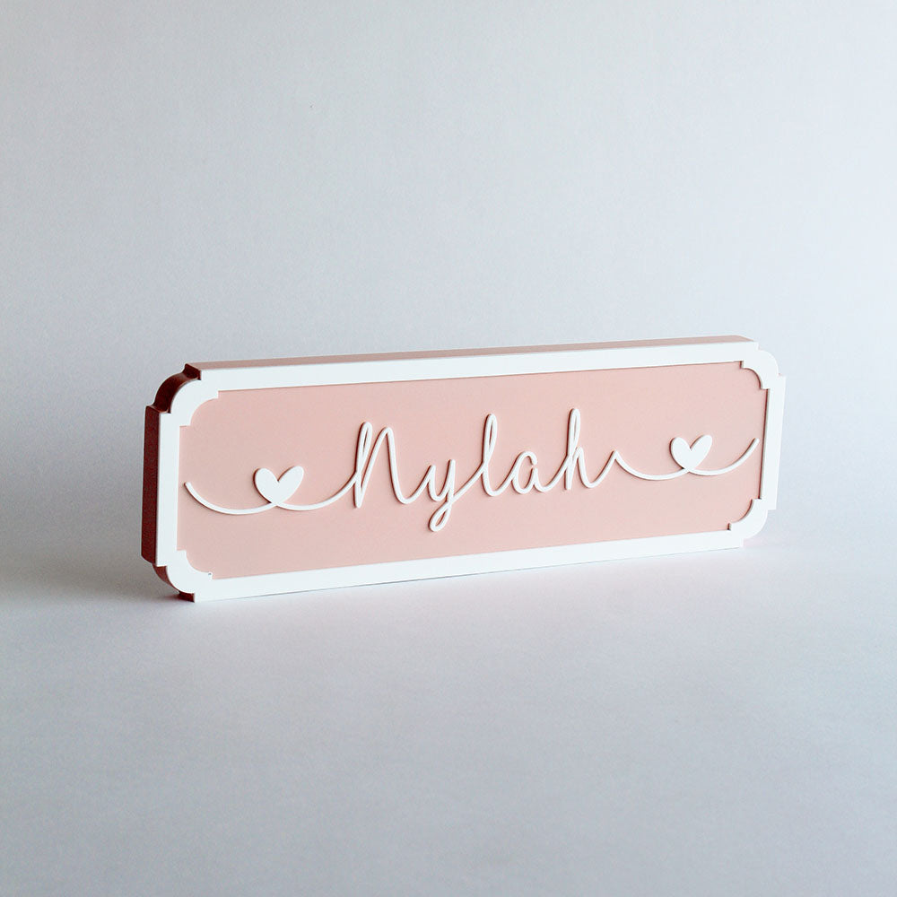 Name Plaque - Cursive, Pink