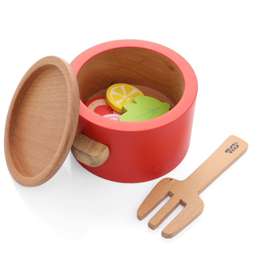 Nesta Toys - Kitchen Play Set | Beech Wood Cooking Set (9 Pcs)