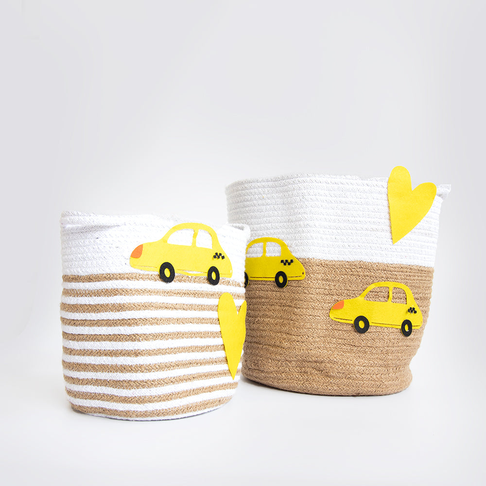 Love for Cars- Cotton Rope Basket (Individual/ Set Of 2)