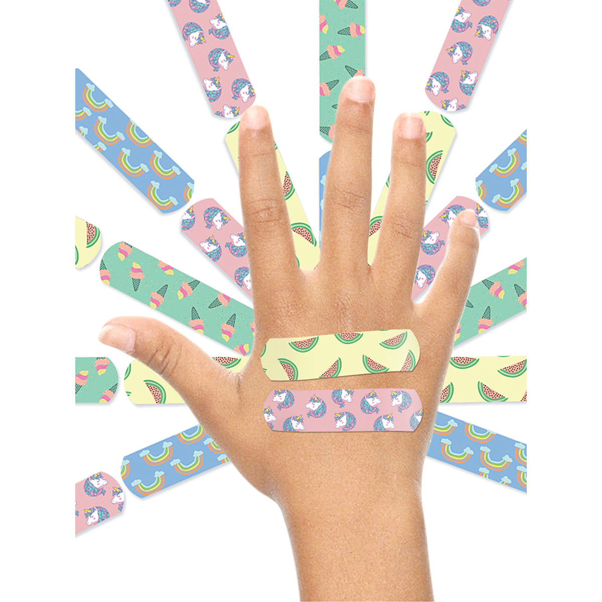 Ouchie Non-Toxic Printed Bandages COMBO Set of 3 (3 x 20= 60 Pack)- (PINK, BLUE & LAVENDER)