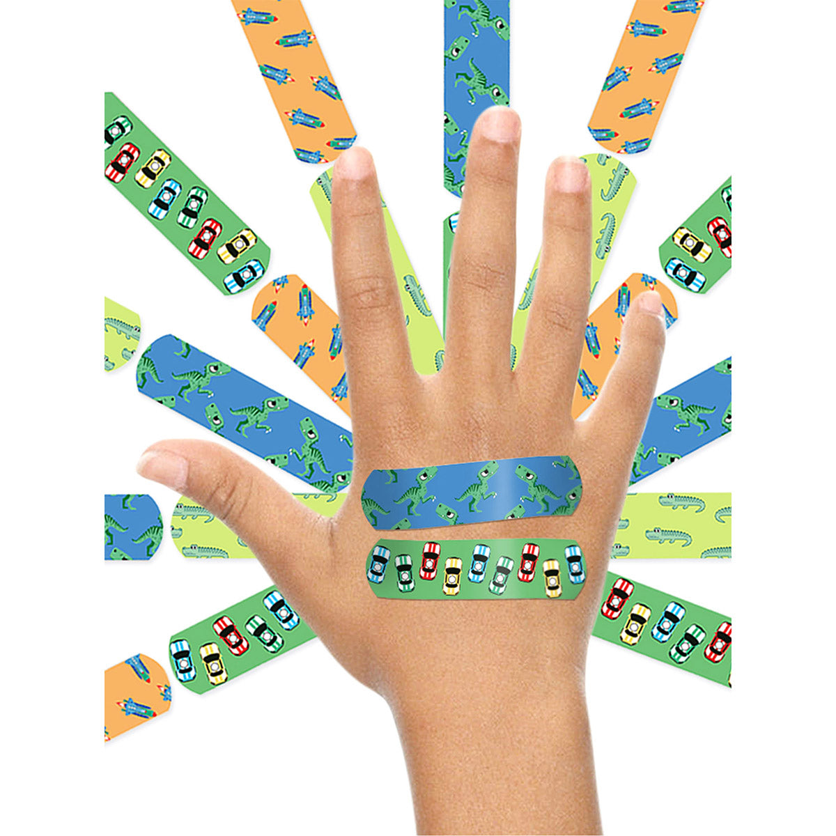 Ouchie Non-Toxic Printed Bandages Quadruple Set (80 Pack)- (PINK, ORANGE, BLUE & LAVENDER)