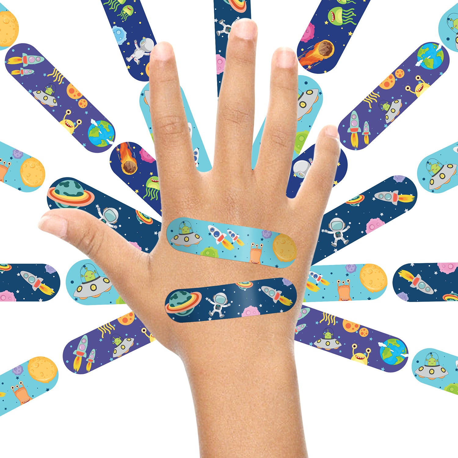 AYA PAPAYA Ouchie NON-TOXIC Printed JUMBO Pack (80 PACK) - Pink, Lavender, Space Blue, Yellow
