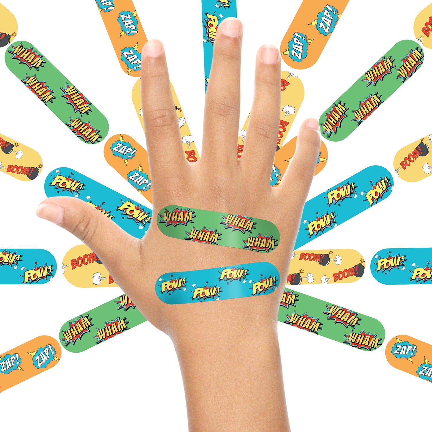 AYA PAPAYA Ouchie NON-TOXIC Printed JUMBO Pack (80 PACK) - Pink, Lavender, Space Blue, Yellow