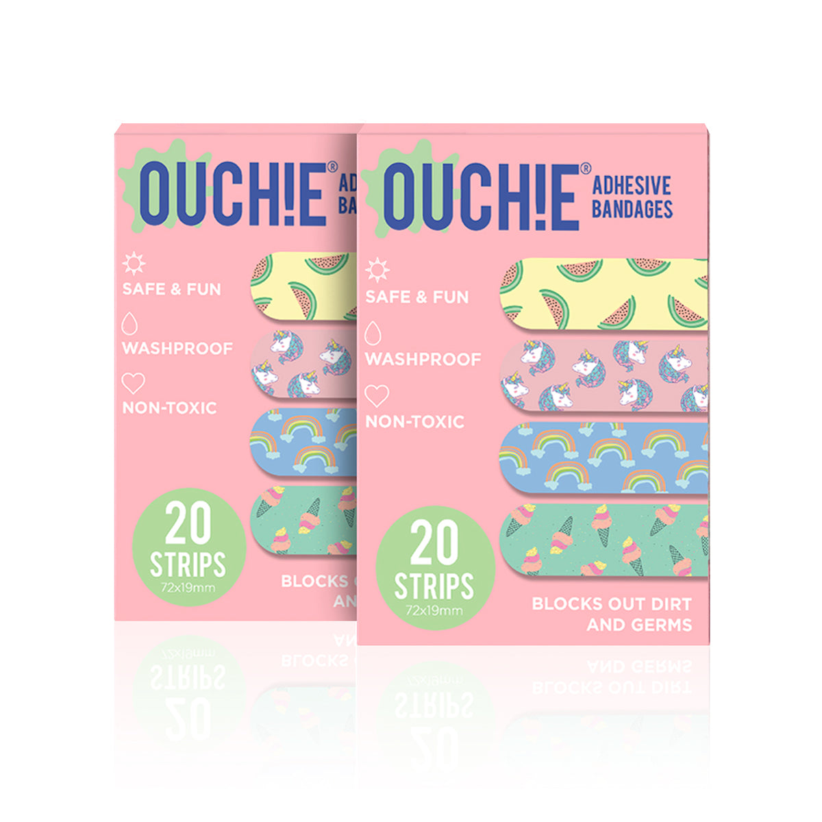 'Ouchie Printed Bandages'  Combo Pack of 2 (20 x 2 = 40) (Pink)