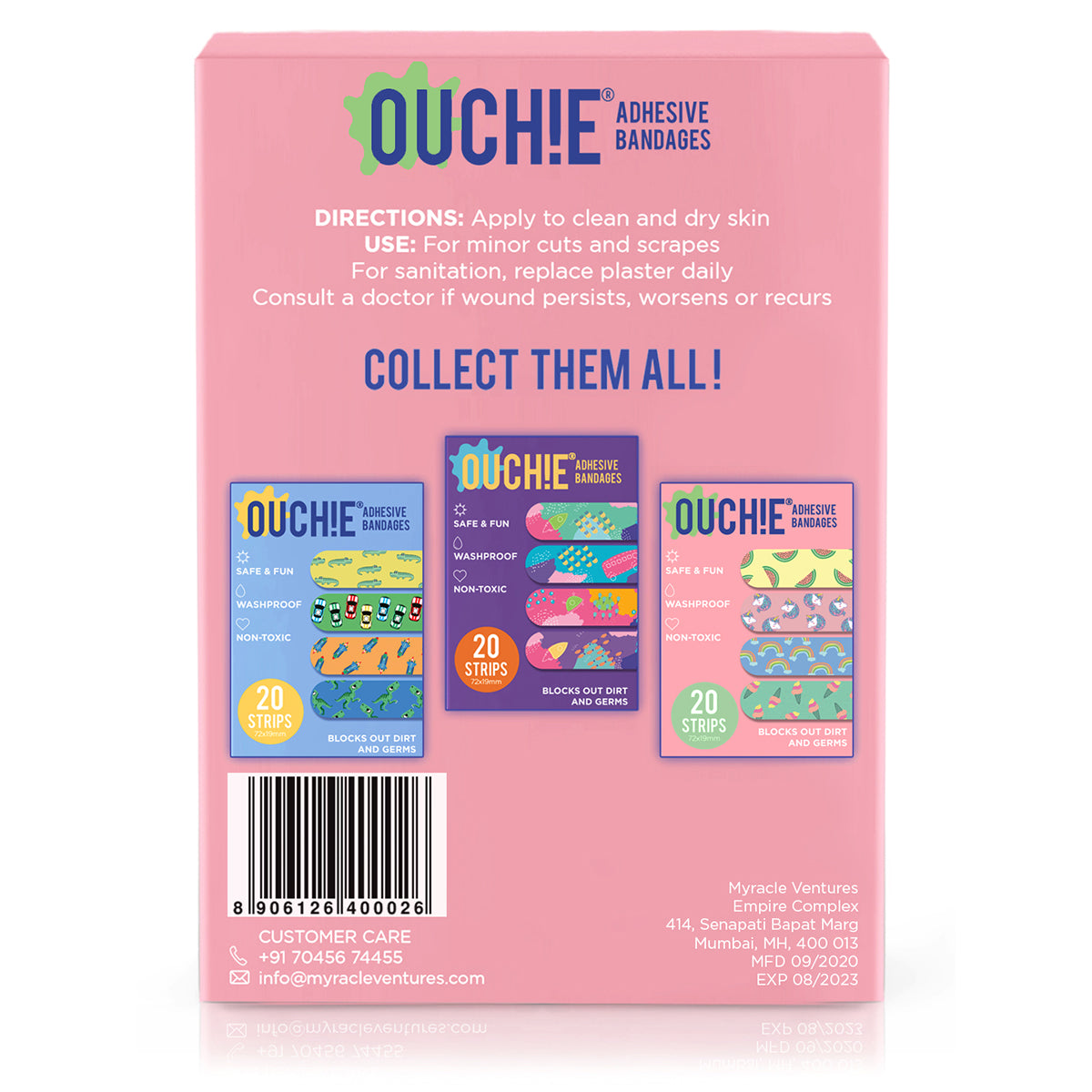 'Ouchie Printed Bandages'  Combo Pack of 2 (20 x 2 = 40) (Pink)