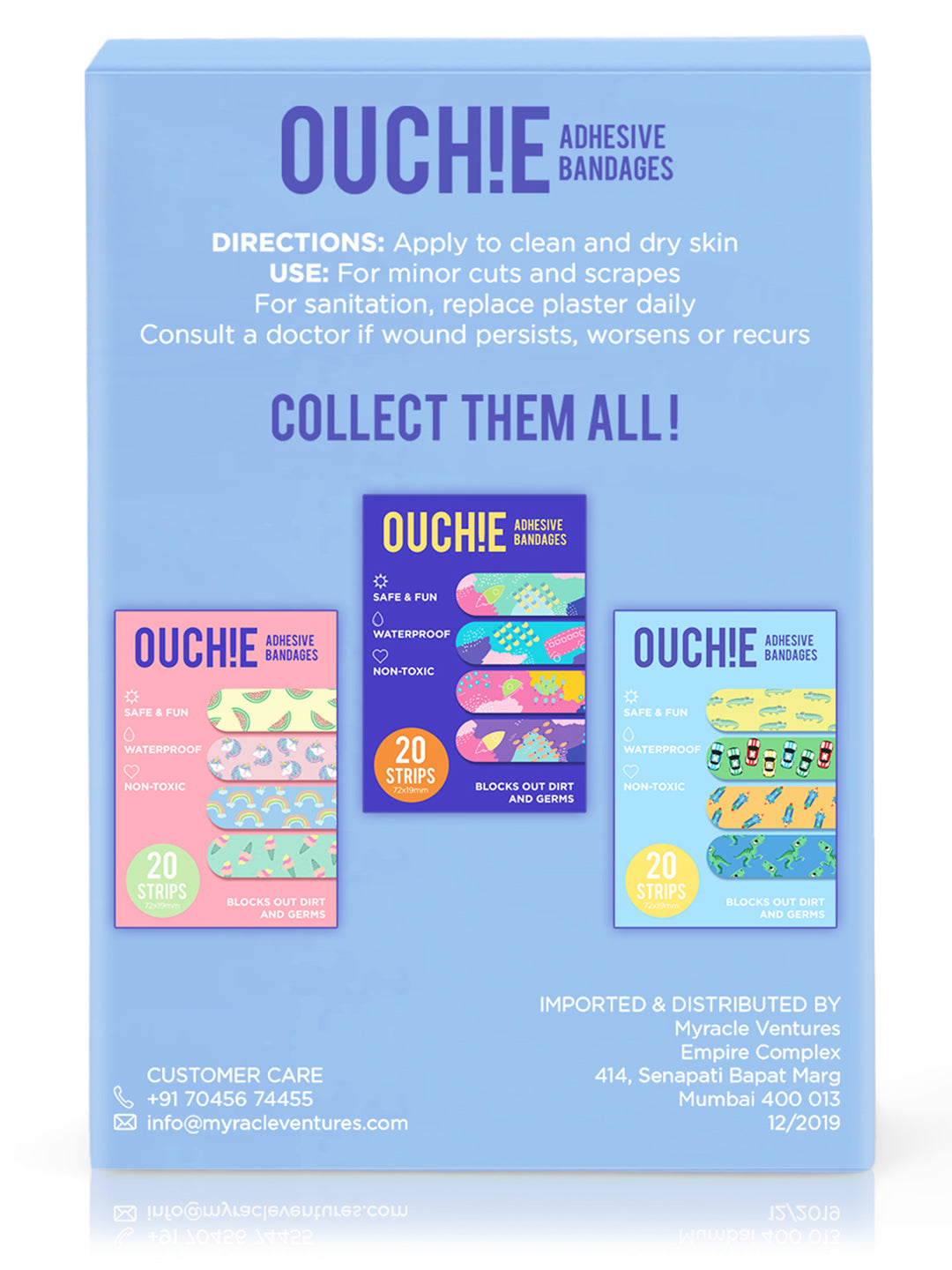 'Ouchie Printed Bandages' Combo Set of 2 ( 20 x 2 = 40) (Blue & Purple)