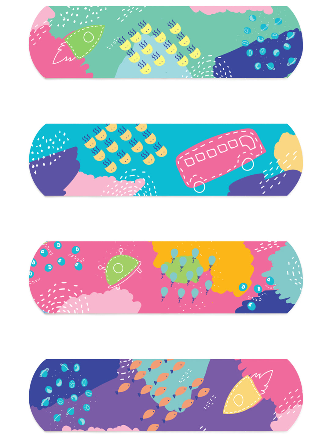 'Ouchie Printed Bandages' Combo Set of 2 ( 20 x 2 = 40) (Blue & Purple)