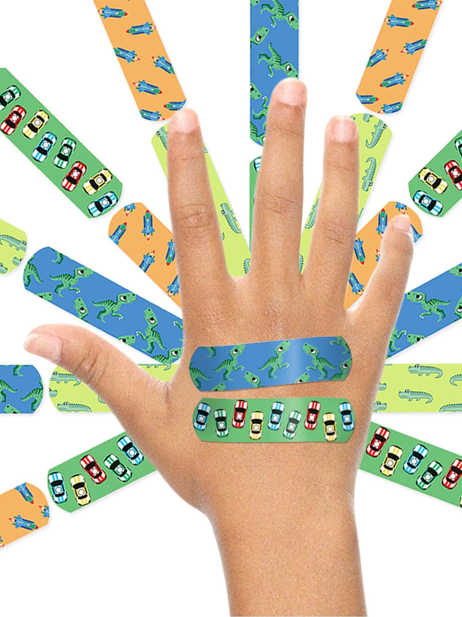 Ouchie Non-Toxic Printed Bandages Double Combo Set (40 Pack) - Blue & Lime Green