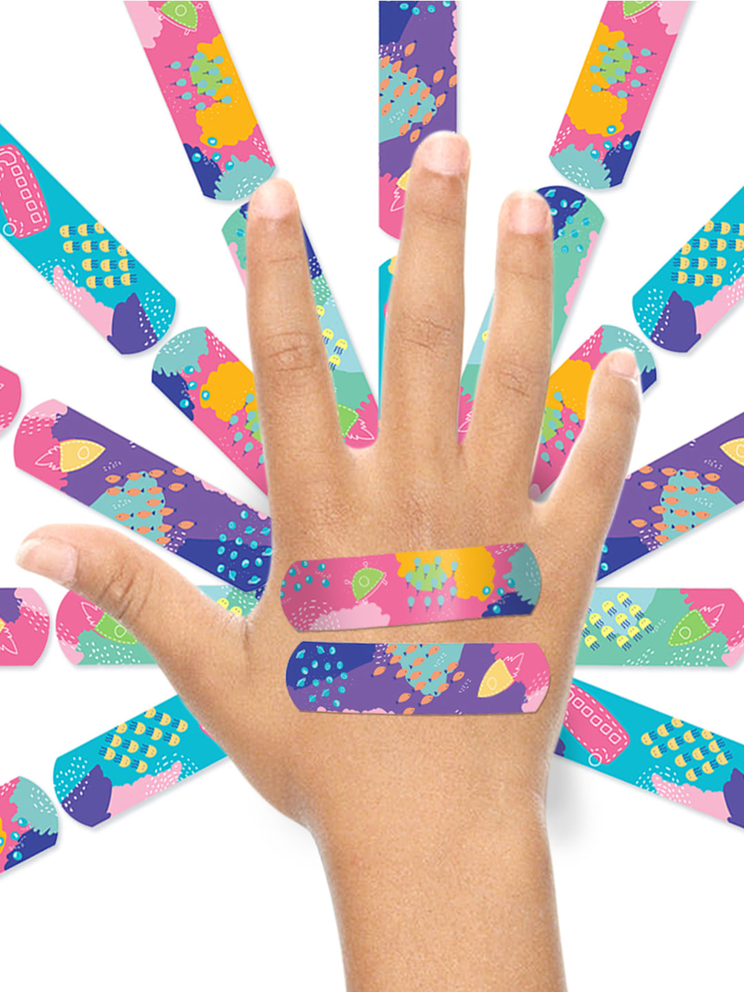 Ouchie Non-Toxic Printed Bandages Double Combo Set (40 Pack) - Purple & Lime Green