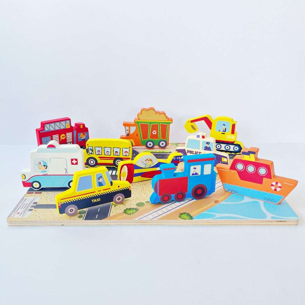 Open Ended Chunky Puzzle - Vehicles-Puzzles-Open Ended-Toycra