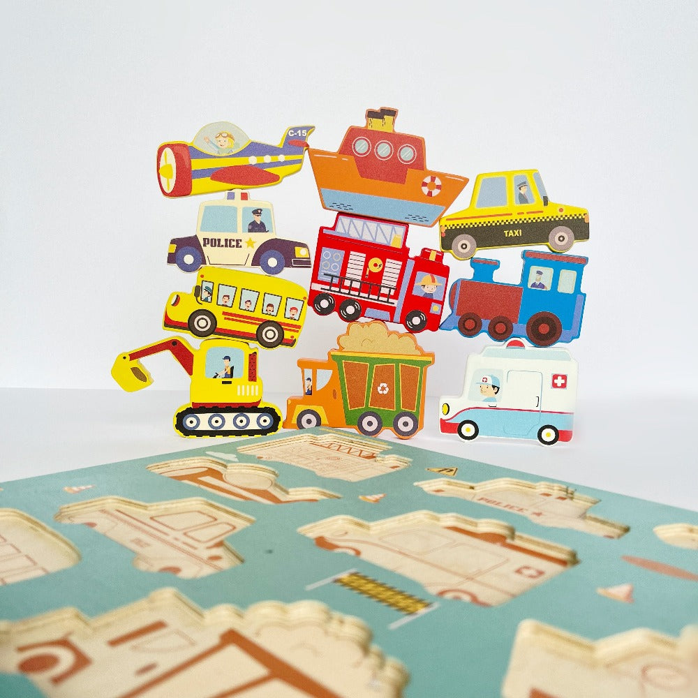 Open Ended Chunky Puzzle - Vehicles-Puzzles-Open Ended-Toycra