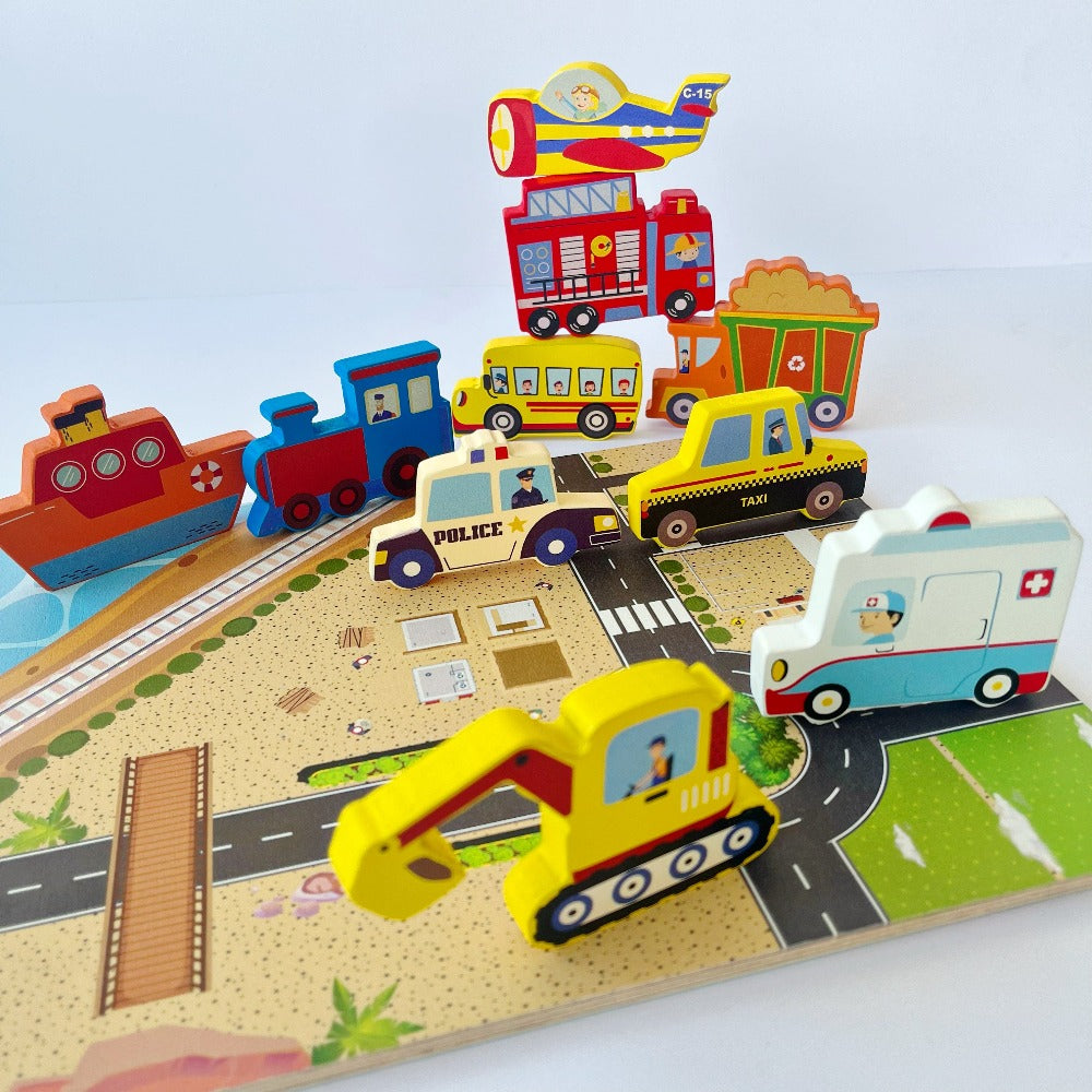 Open Ended Chunky Puzzle - Vehicles-Puzzles-Open Ended-Toycra