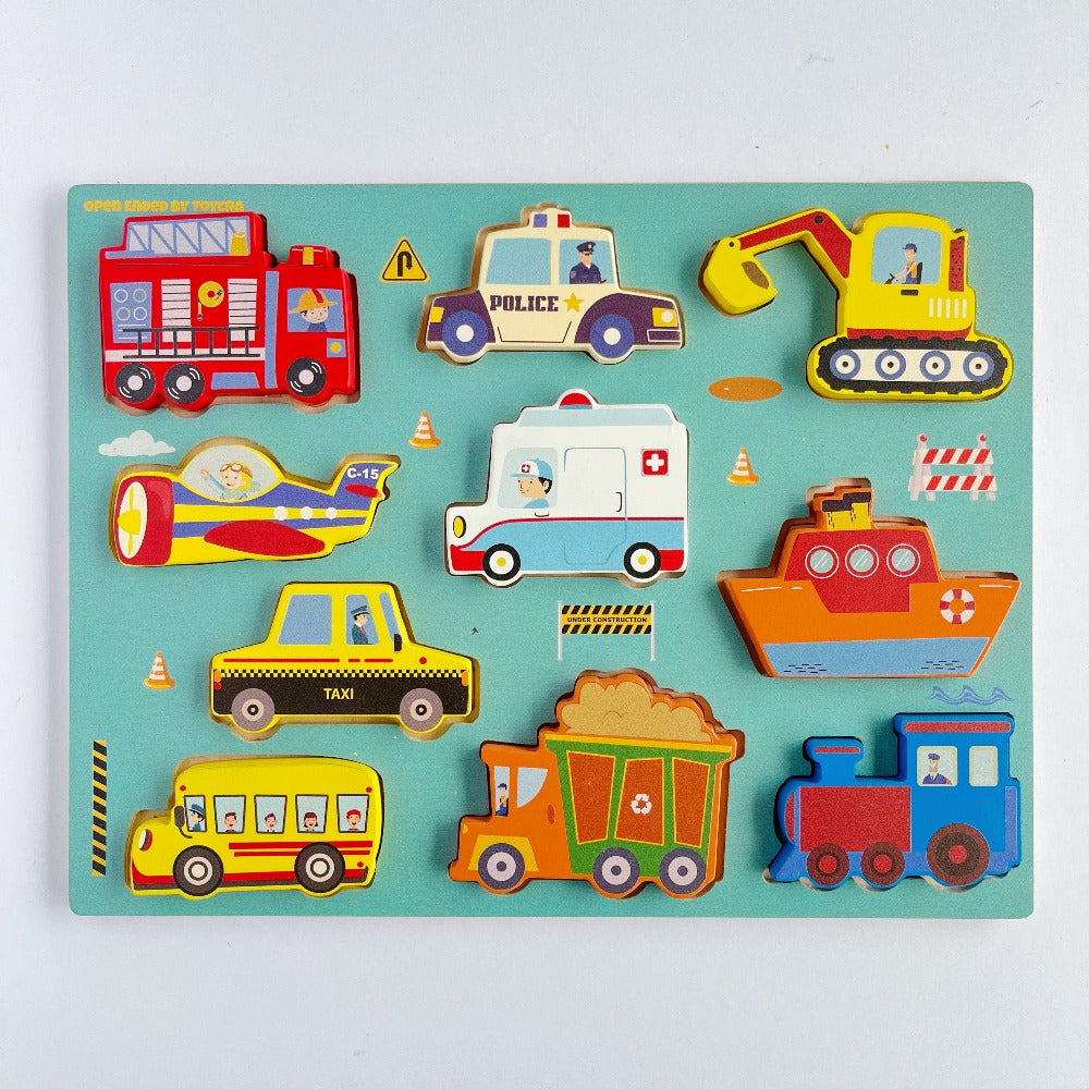 Open Ended Chunky Puzzle - Vehicles-Puzzles-Open Ended-Toycra