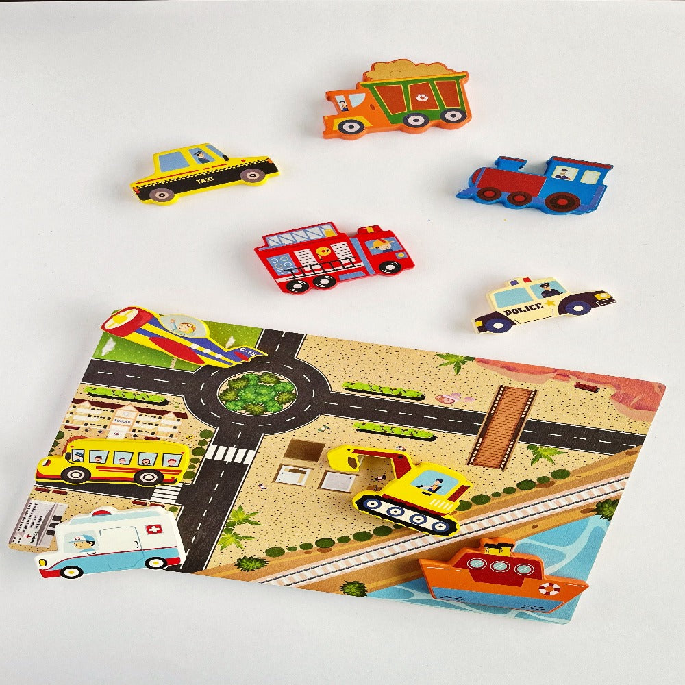 Open Ended Chunky Puzzle - Vehicles-Puzzles-Open Ended-Toycra