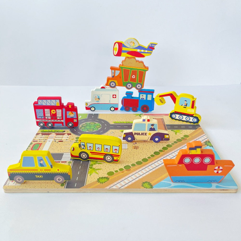 Open Ended Chunky Puzzle - Vehicles-Puzzles-Open Ended-Toycra