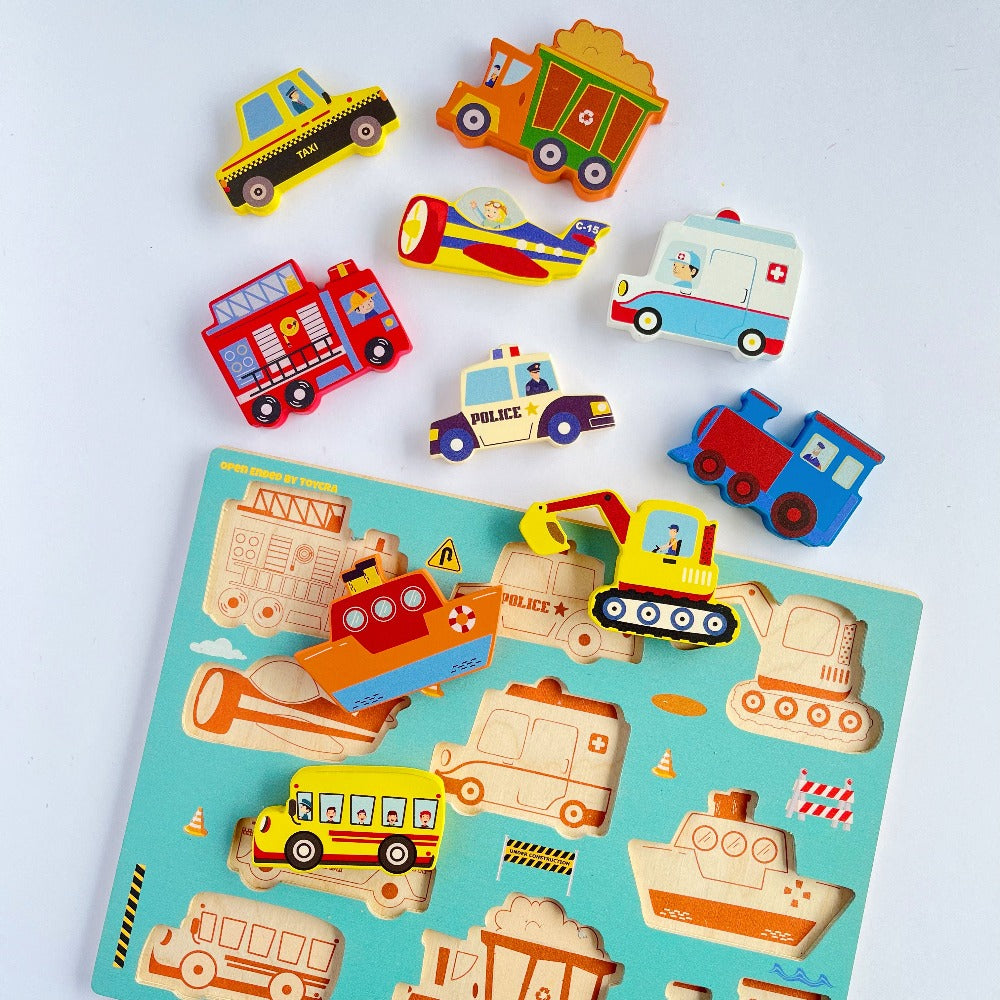 Open Ended Chunky Puzzle - Vehicles-Puzzles-Open Ended-Toycra