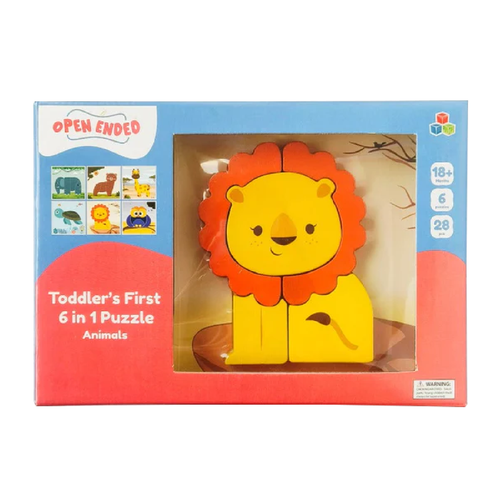 Open Ended Toddler's First 6 In 1 Puzzle - Animals-Puzzles-Open Ended-Toycra