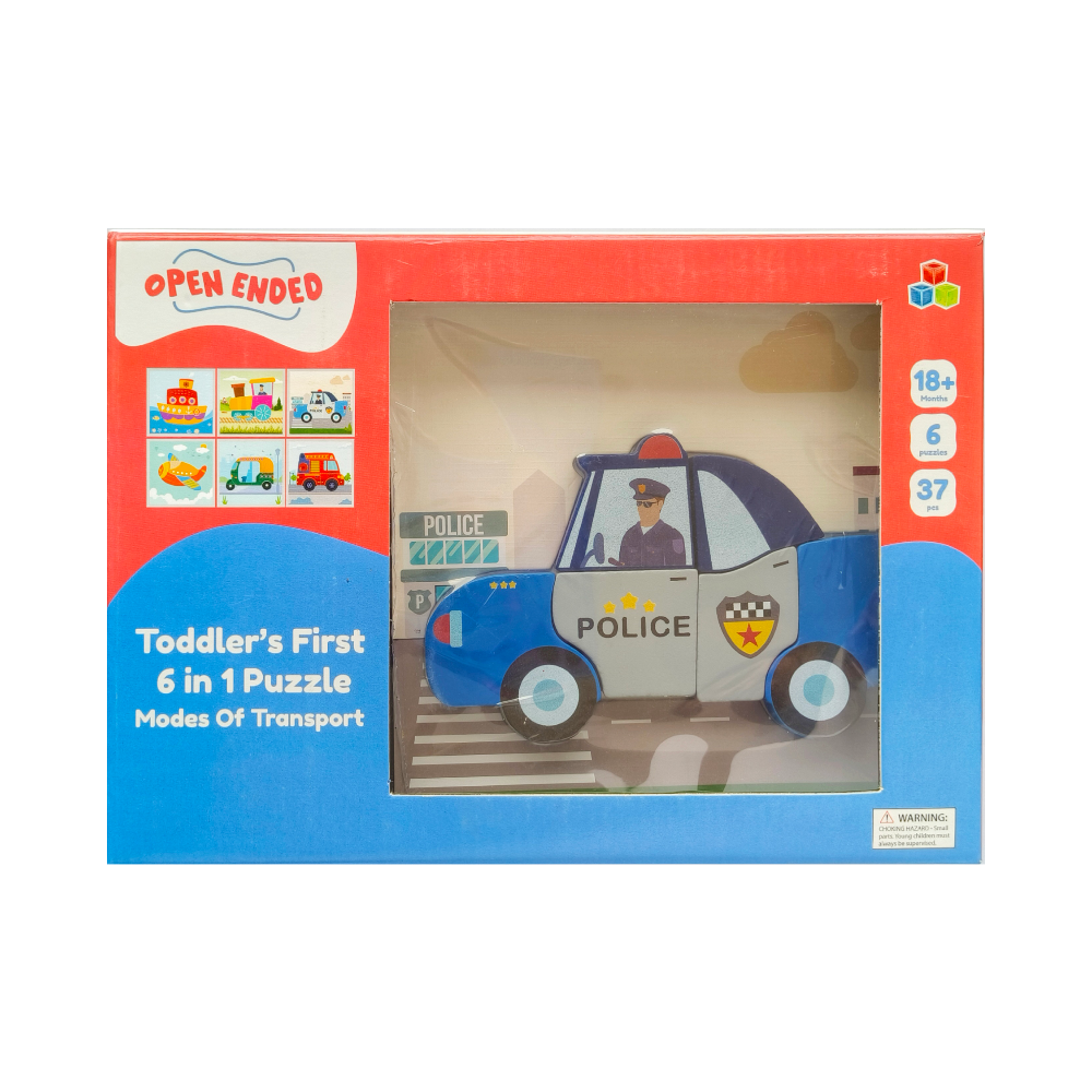 Open Ended Toddler's First 6 In 1 Puzzle - Modes Of Transport Vehicle-Puzzles-Open Ended-Toycra