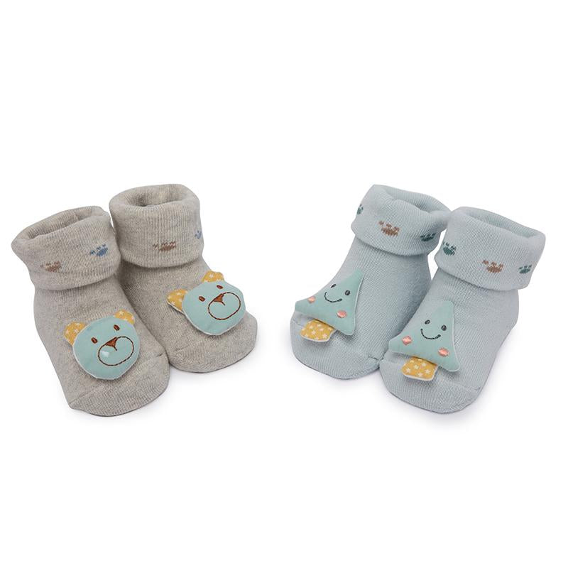 Kicks & Crawl- Teddy and Tree 3D Socks (Pack of 2)