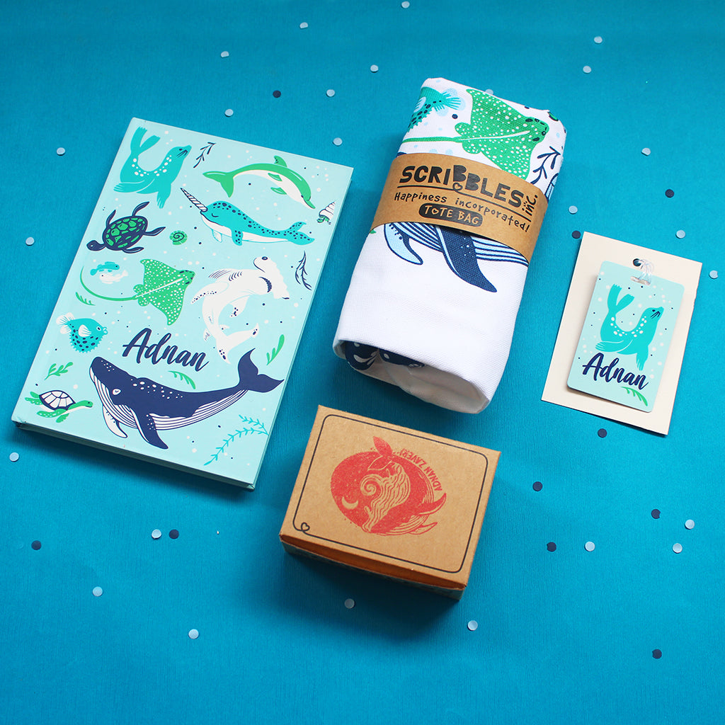 Save The Seas Themed Personalised Stationery Gift Hamper