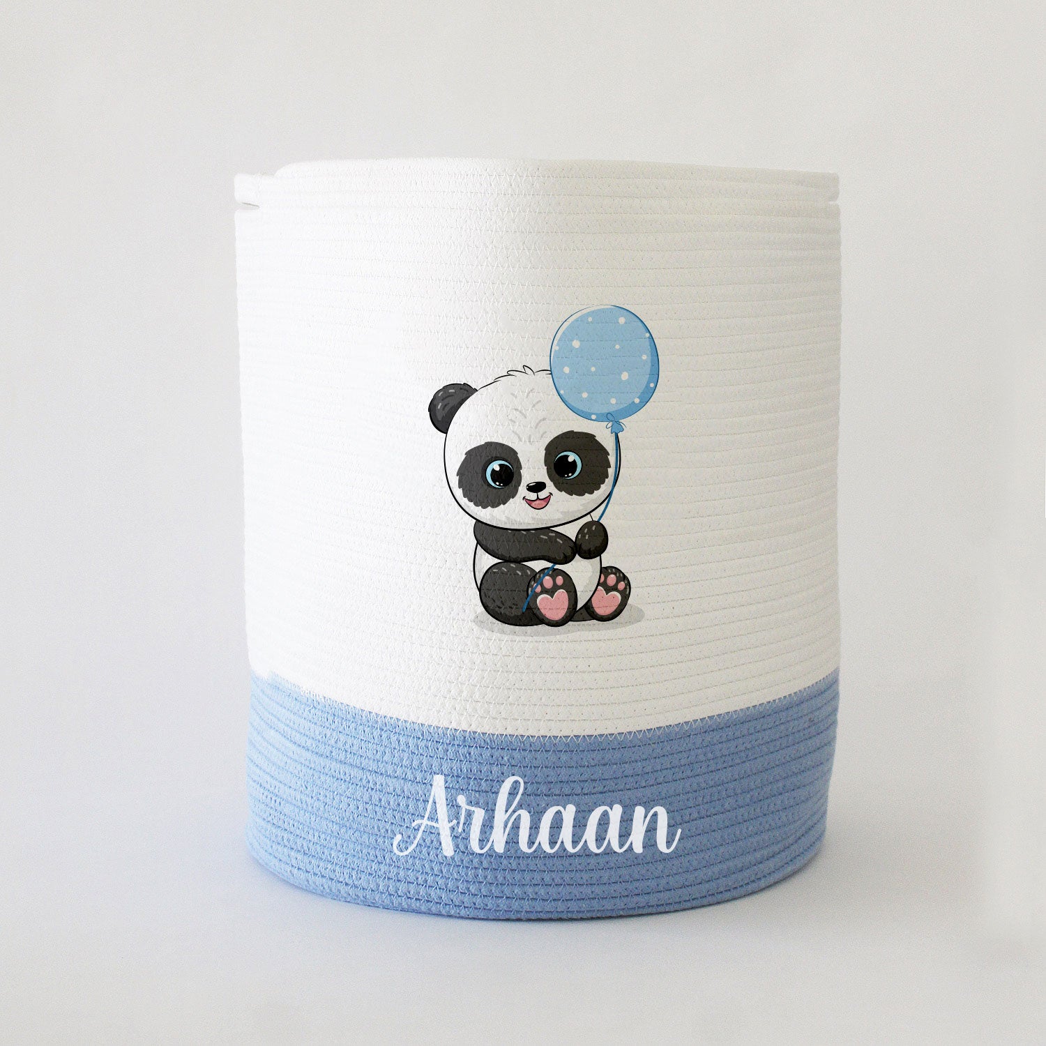 Personalized Storage Basket - Large - Panda Theme - Blue