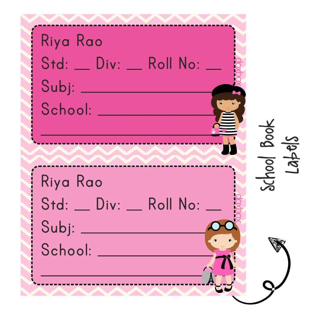 Personalised School Book Label - Paris Girl
