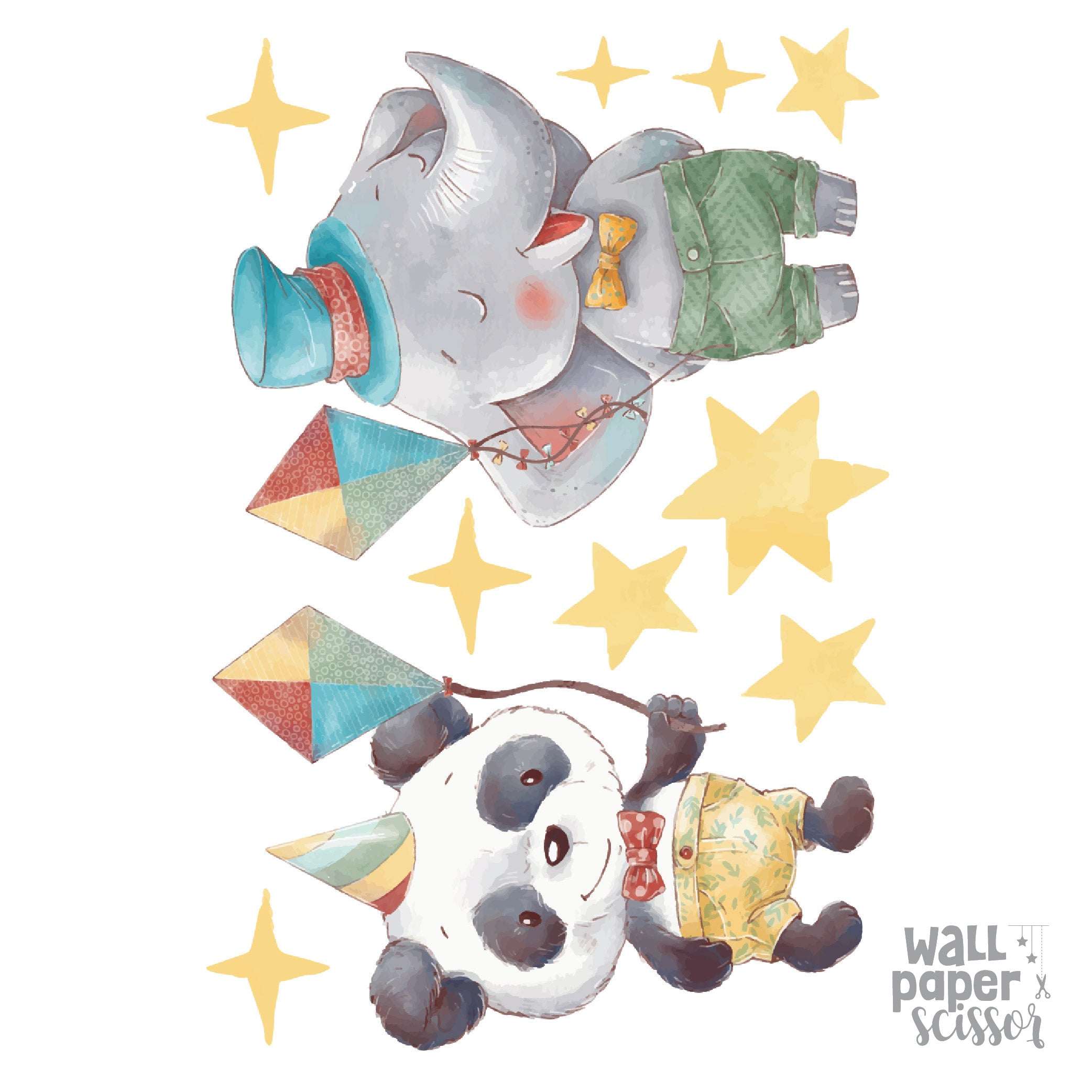 Watercolour Party Animal Wall Stickers