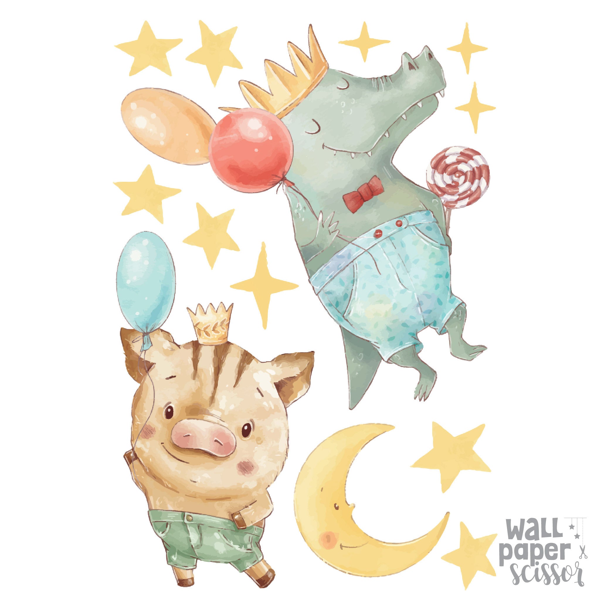 Watercolour Party Animal Wall Stickers
