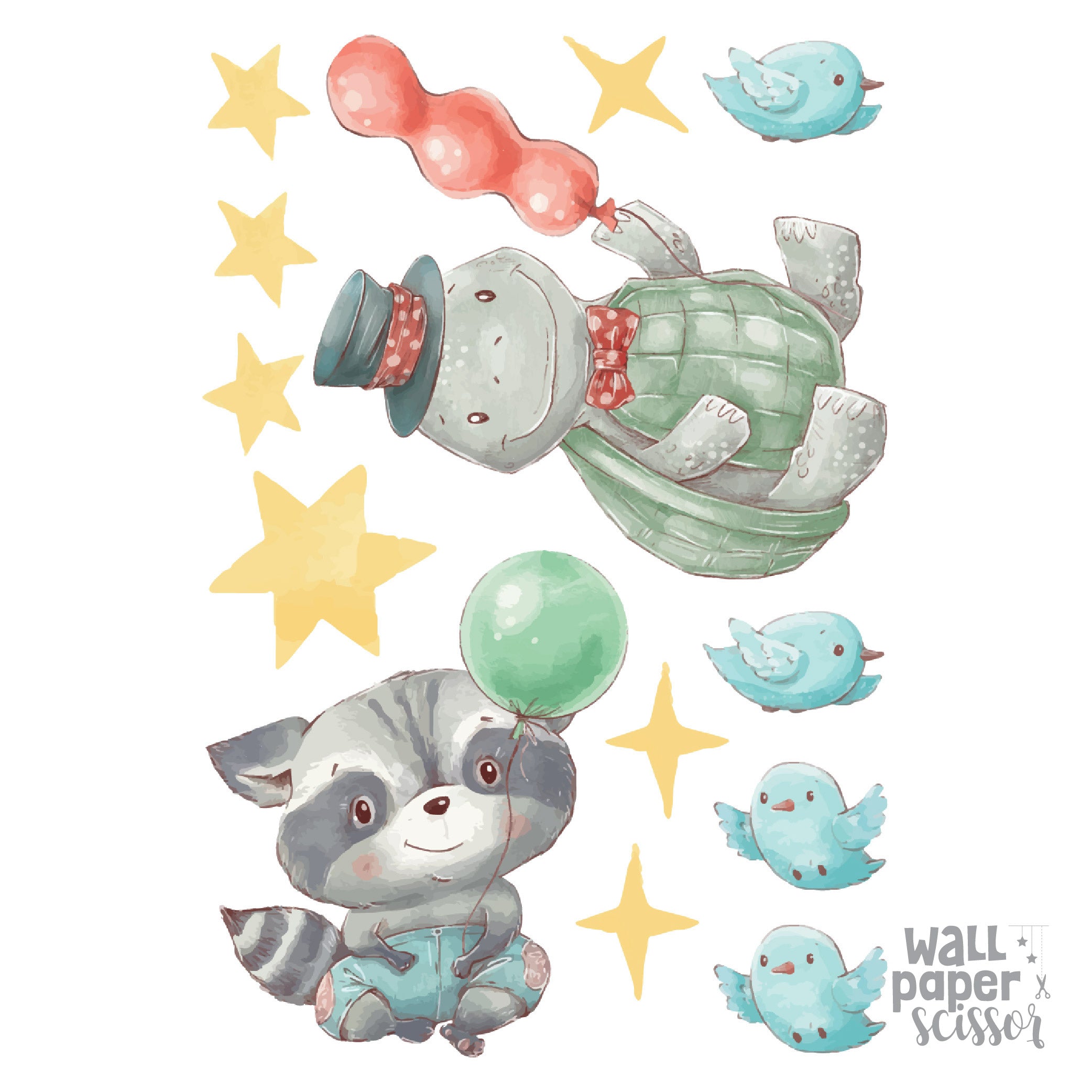 Watercolour Party Animal Wall Stickers