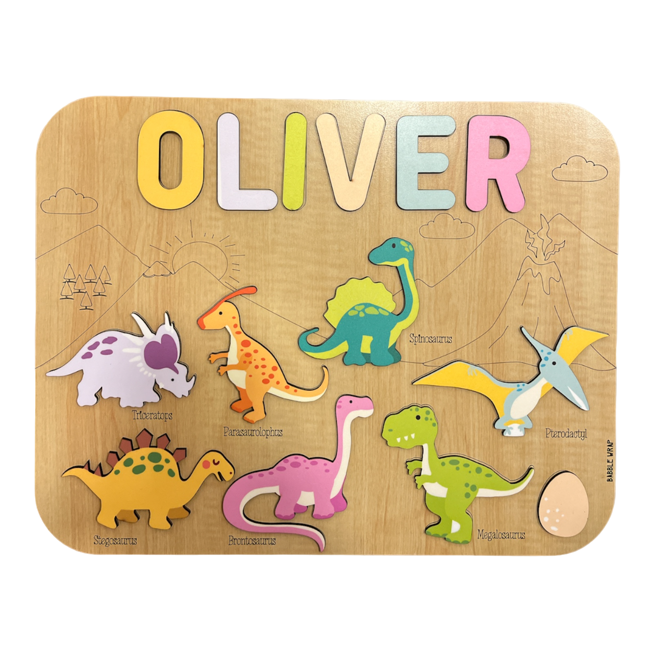 Personalised Wooden Name Puzzle - Dinosaurs