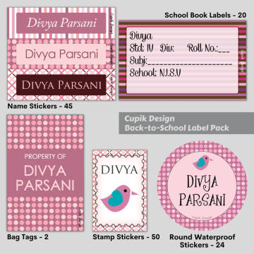 Pink Polka - Back To School Label Pack