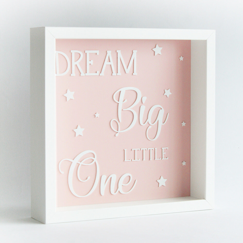 Dream Big Little One Frame - Blue/ Grey/ Pink