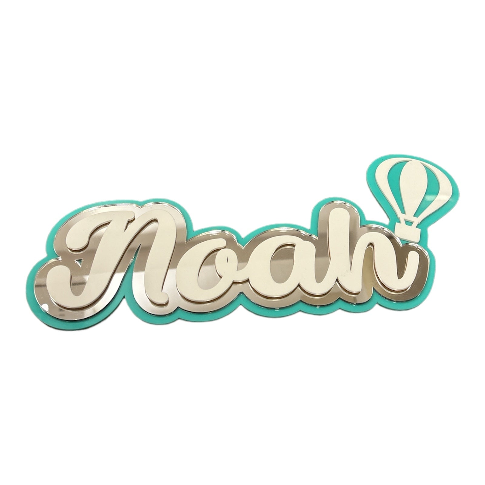 3 Layer Name Plaque- Silver White with Multiple Motif