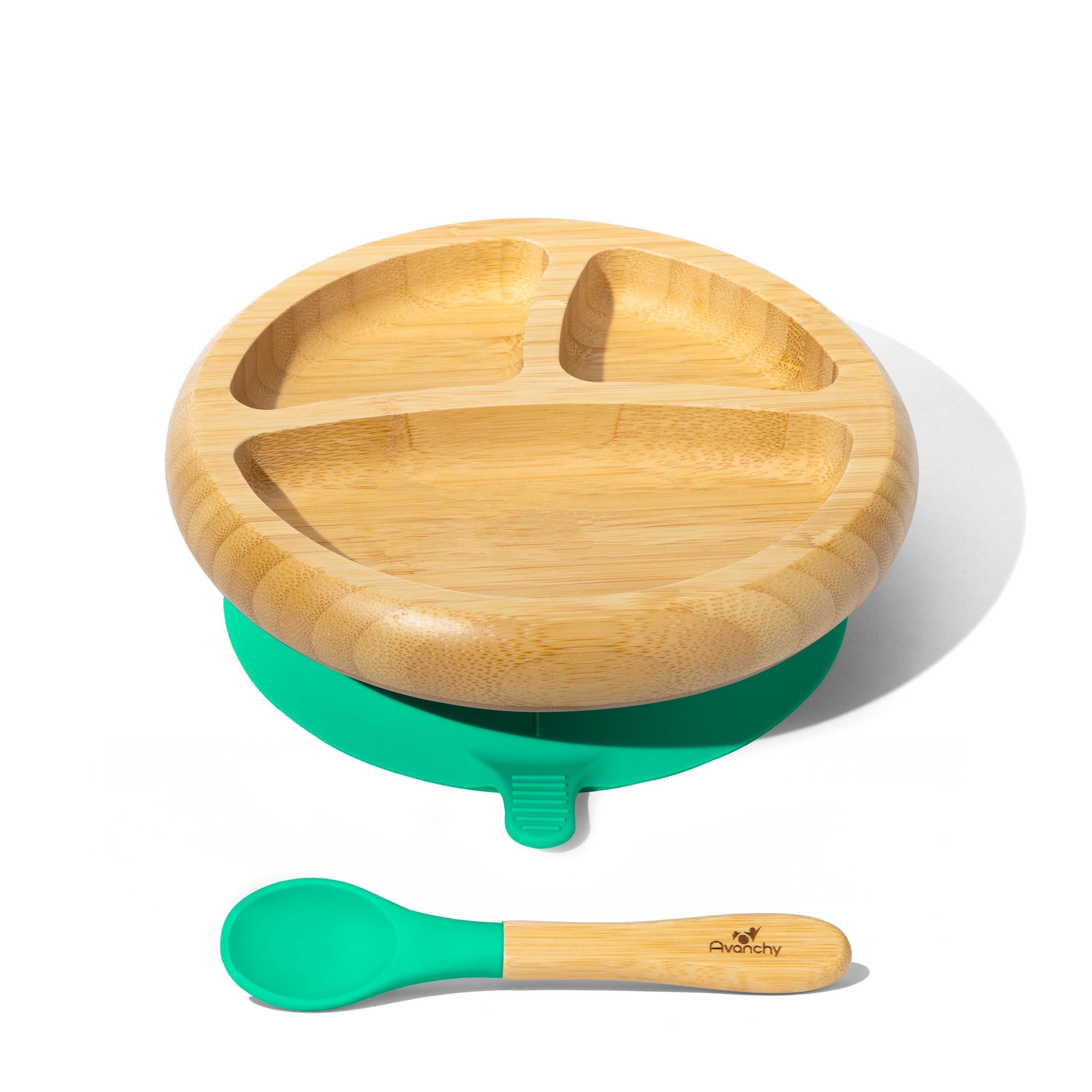 Avanchy Bamboo Baby Plate & Spoon -Green