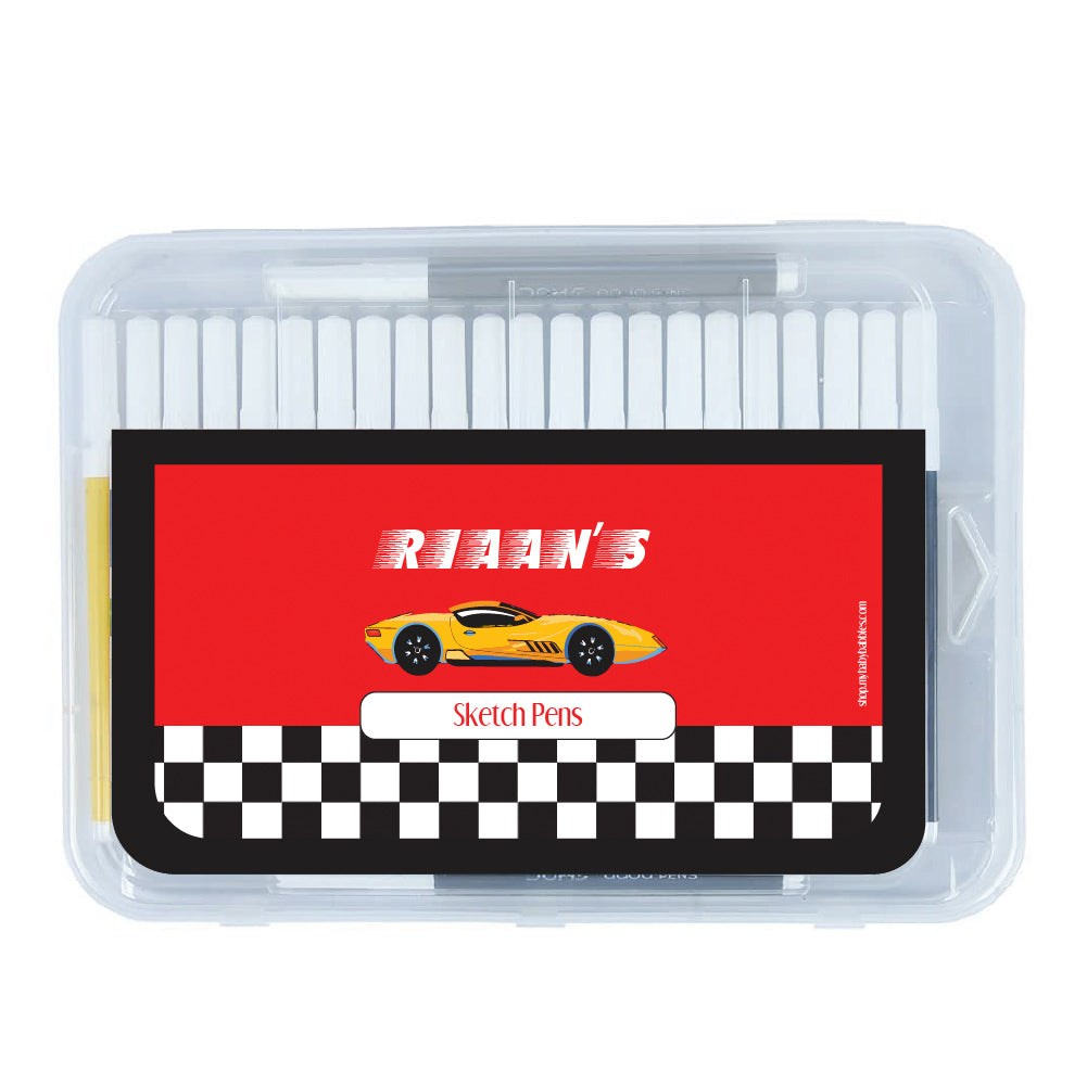 Personalised Aqua Sketch Pens - Race Car