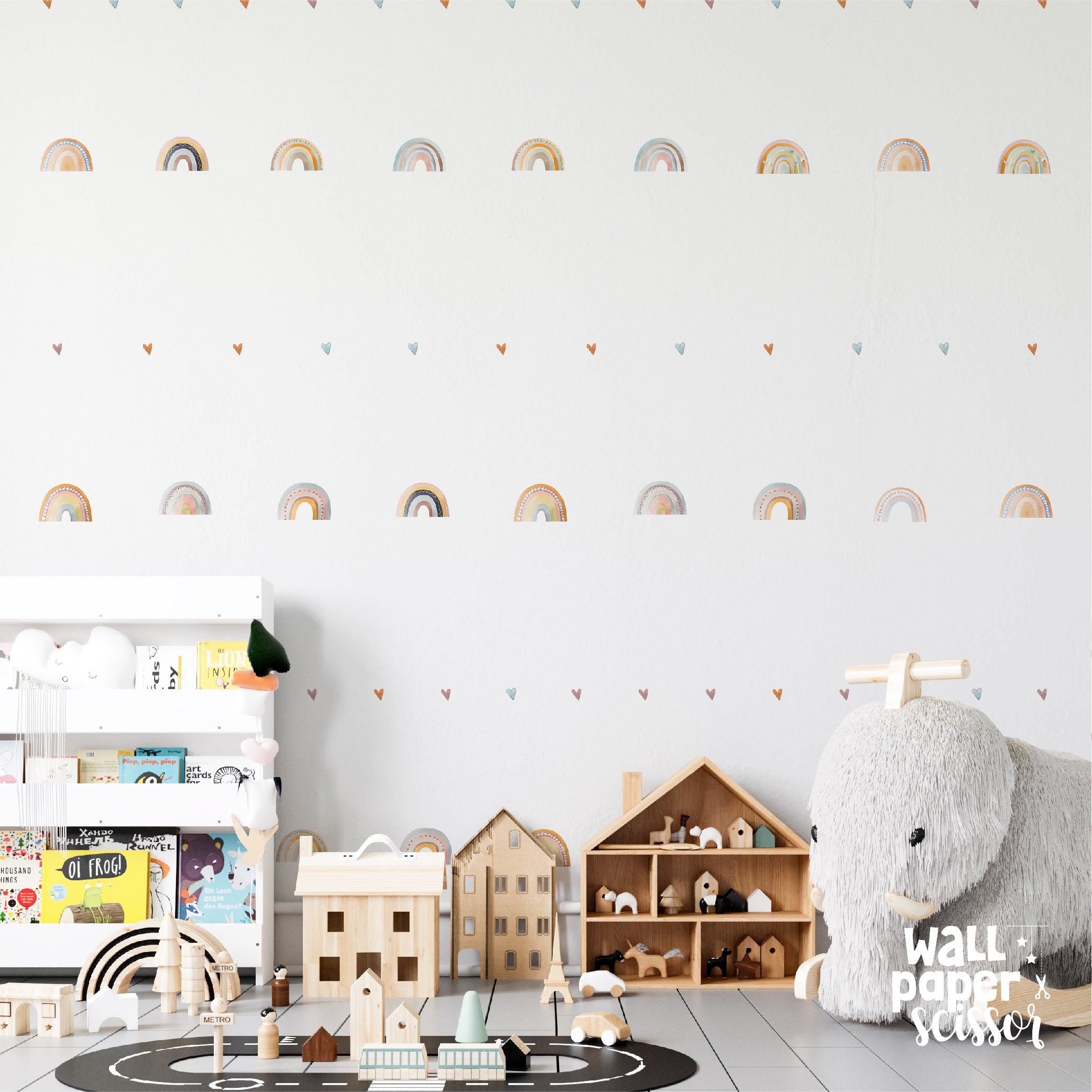 Watercolour Rainbow & Heart Wall Stickers
