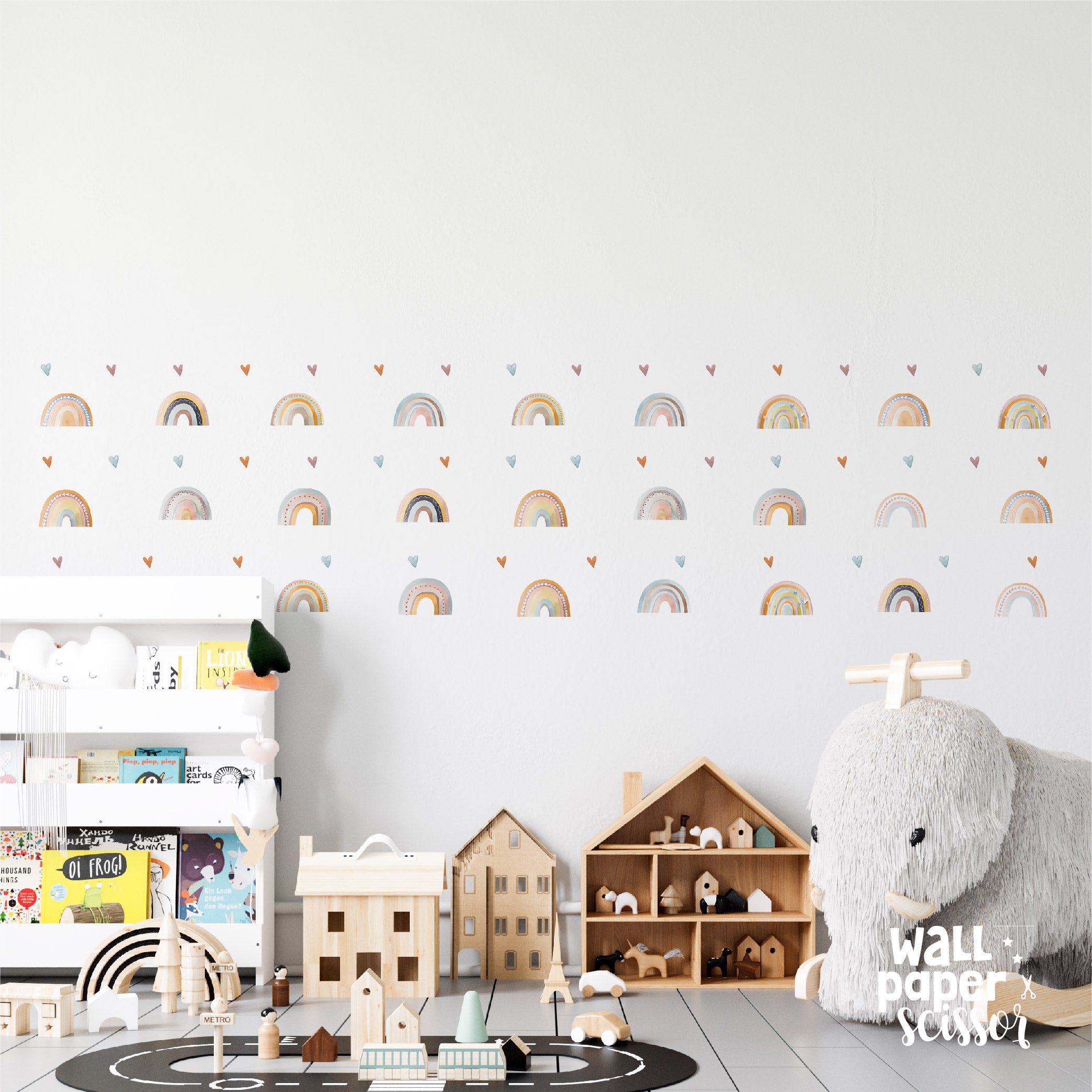 Watercolour Rainbow & Heart Wall Stickers