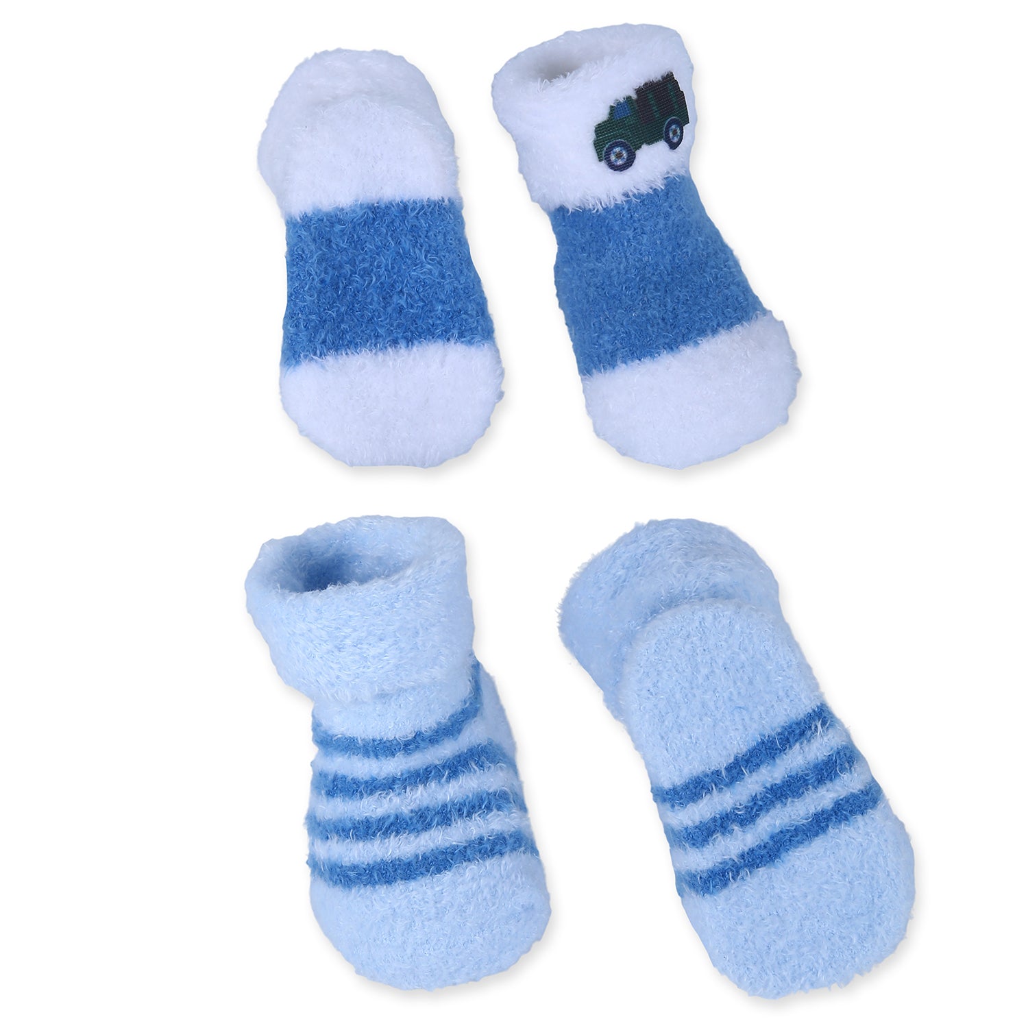 Baby Moo Truck And Stripes Newborn Breathable Infant Cotton Socks - Blue