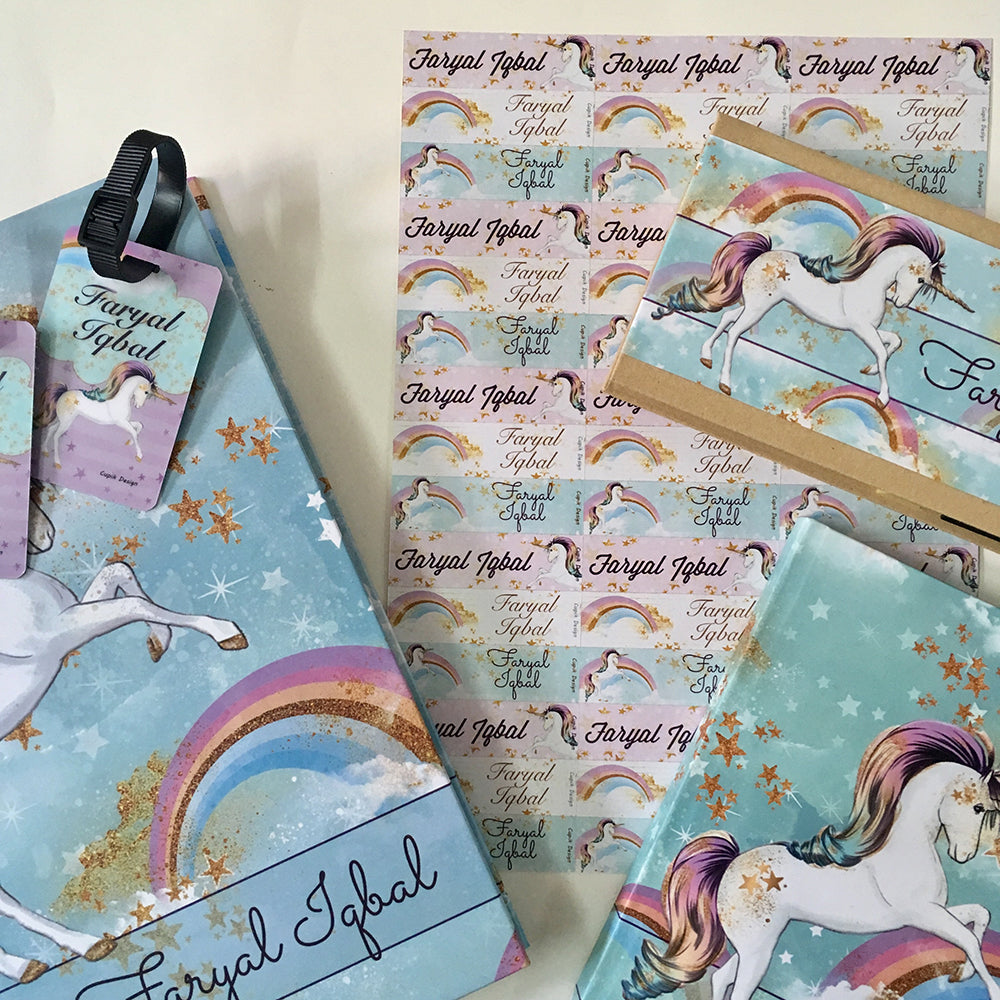 Super Kids Personalised Stationery Hamper - Unicorn, Pack of 5