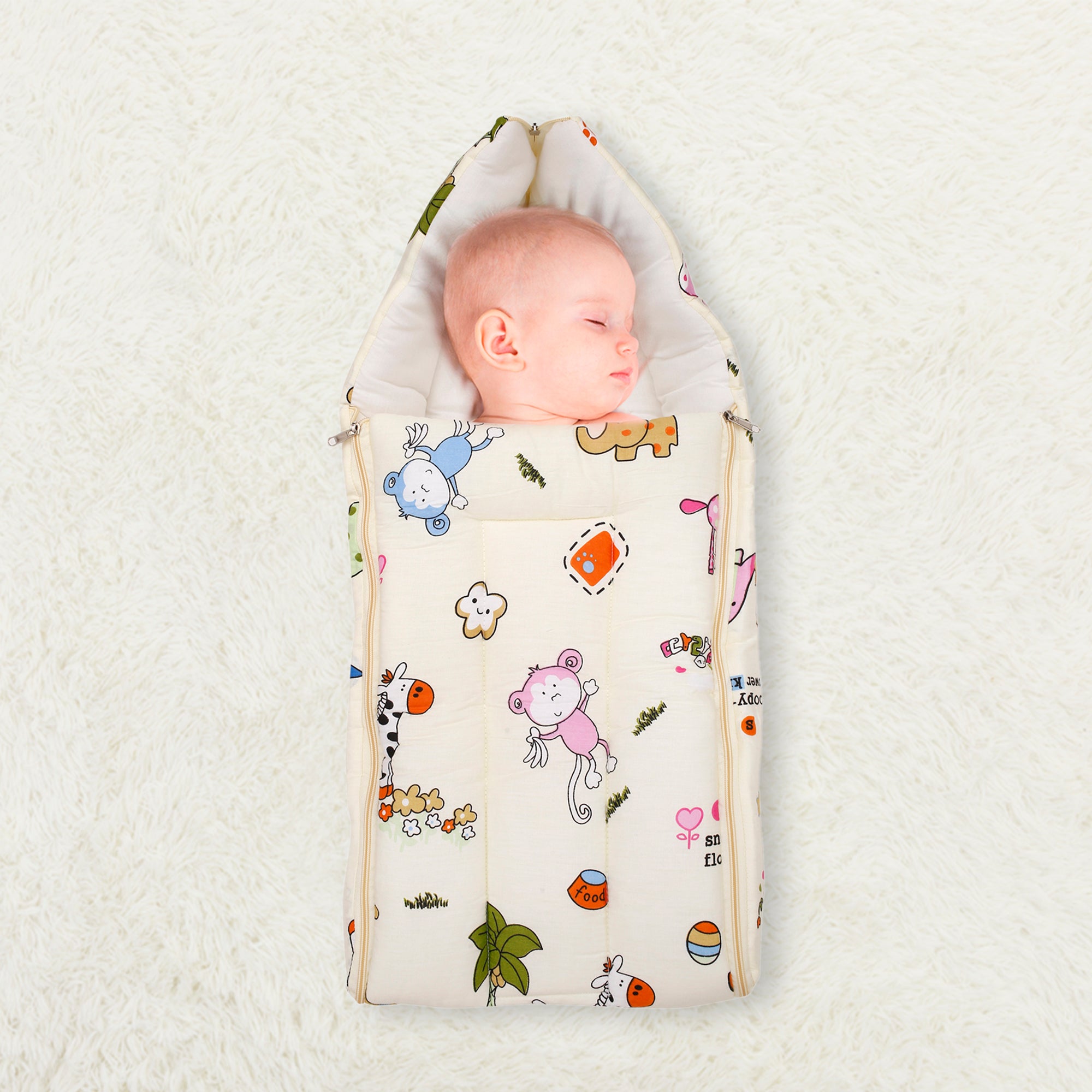 Baby Moo Sleeping Bag I Love Animals Cream