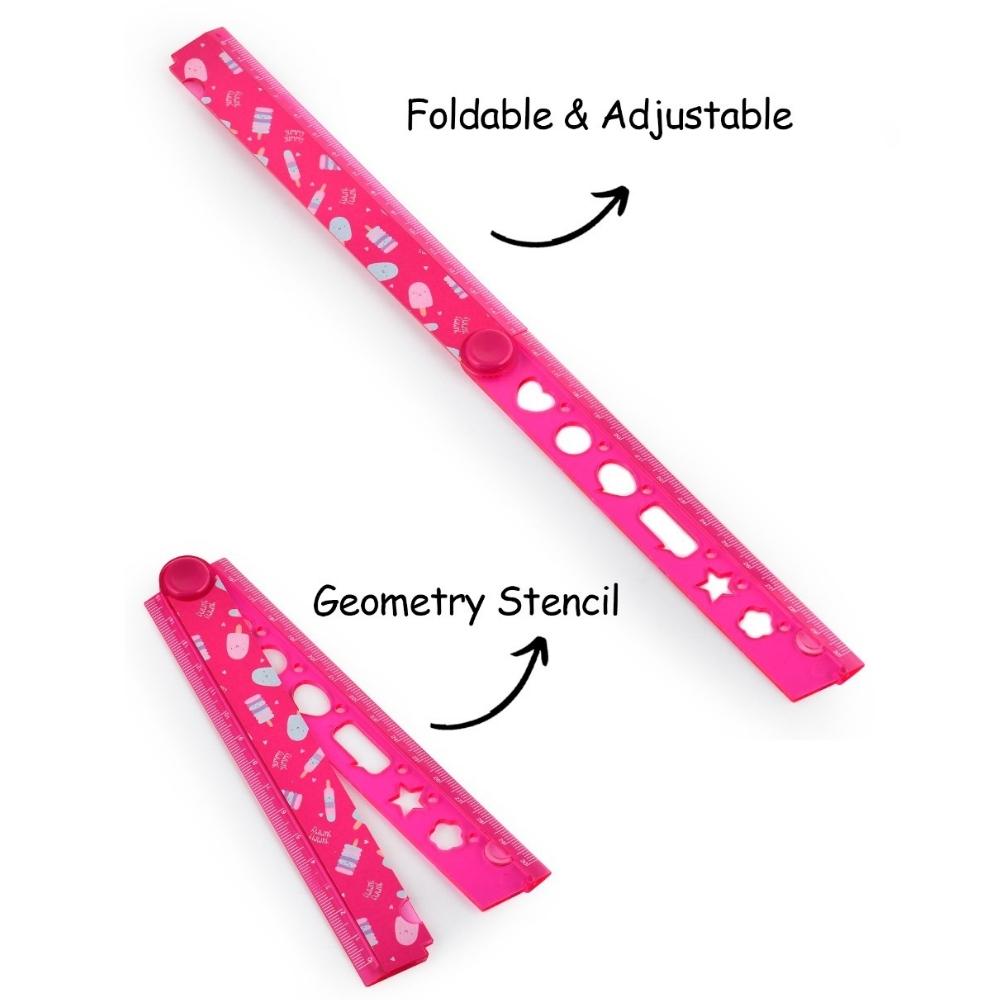 Squad Fold Up Ruler - Pink