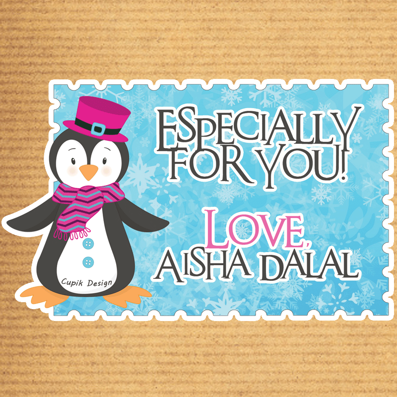 Personalised Penguin Shaped Gift Stickers