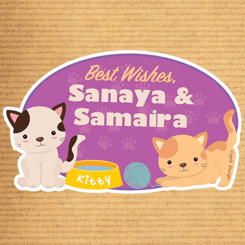 Personalised Cats Shaped Gift Stickers