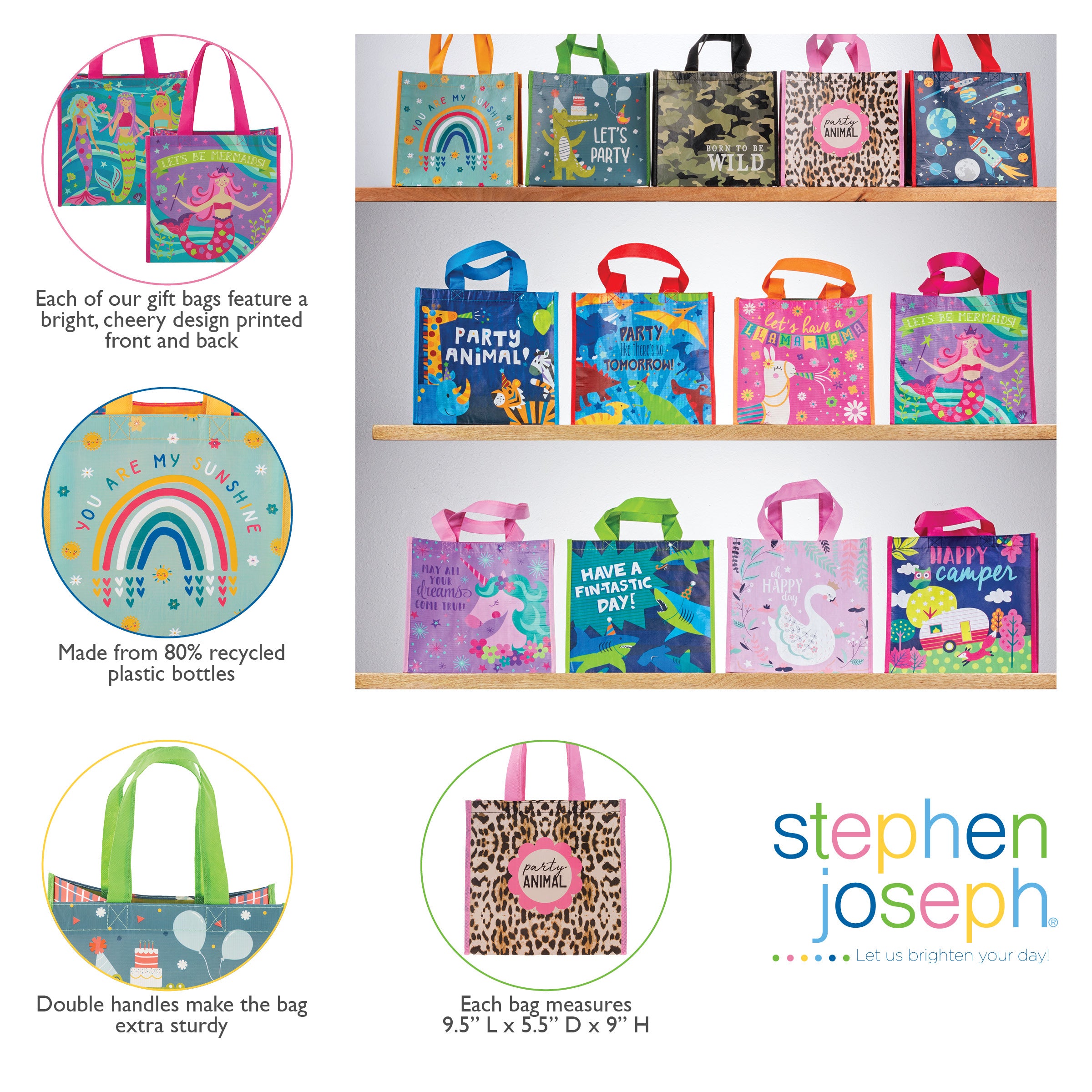 Stephen Joseph Medium Recycled Gift Bags - Unicorn