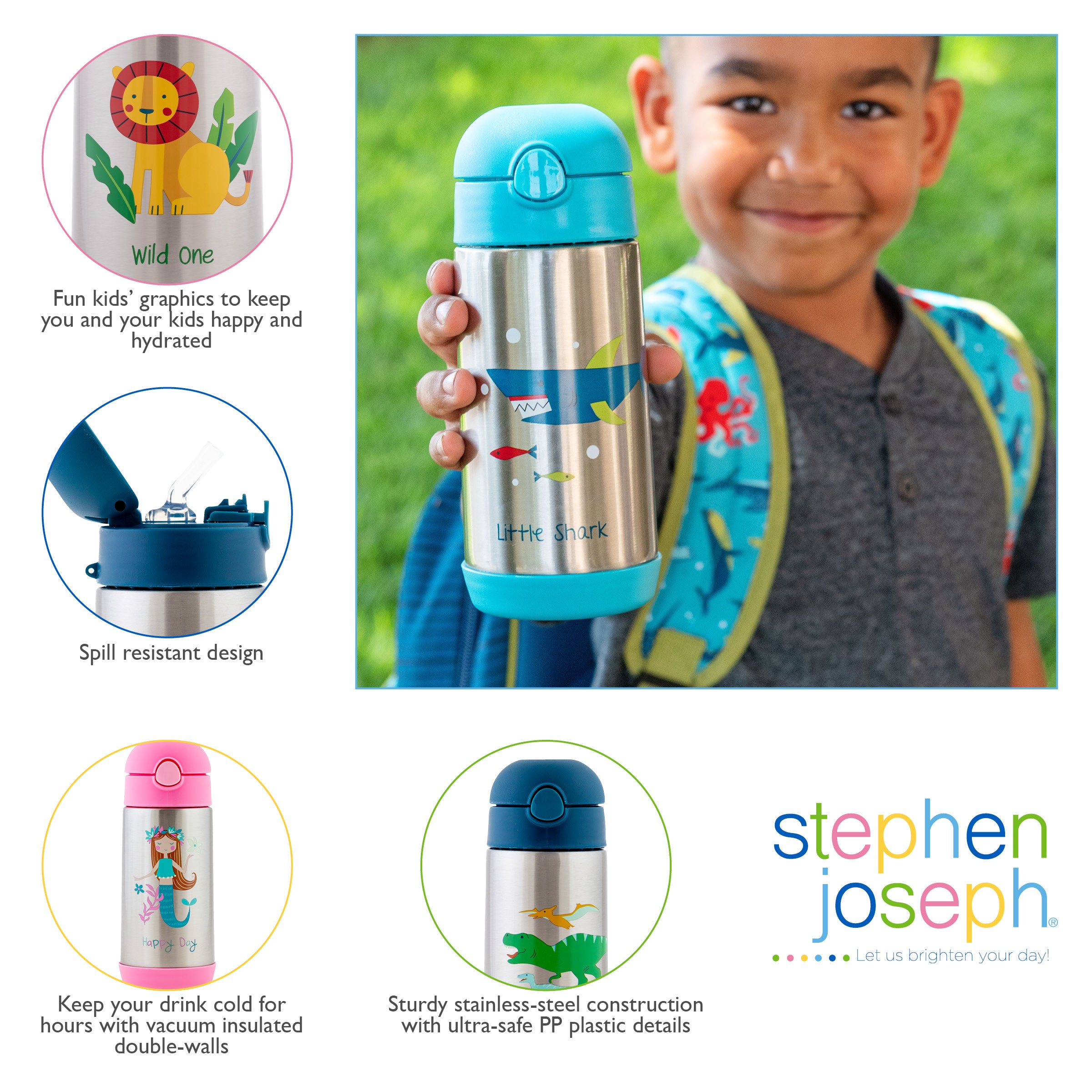 Double Wall Stainless Steel Water Bottle Zoo 350ml