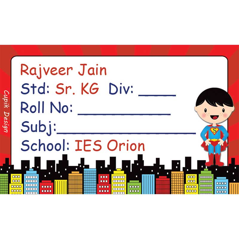 Personalised School Book Labels - Superboy, Pack of 20