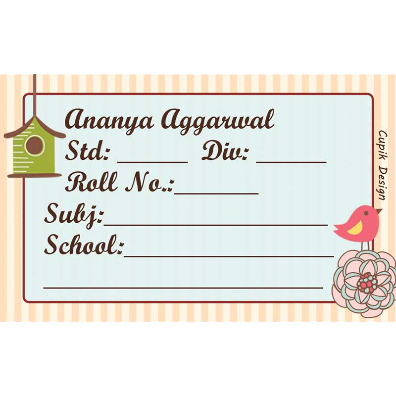 Personalised School Book Labels - Lil Birdy, Pack of 20